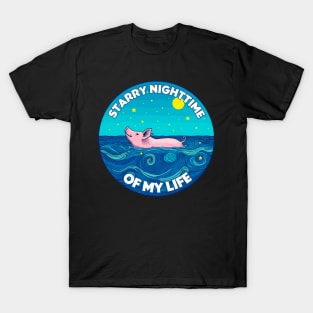 Starry Nighttime of My Life | Van Gogh Pig of the Bahamas Floating in the Sea | Piglet | Travel | Animal | Cruise | Vacation | Beach T-Shirt